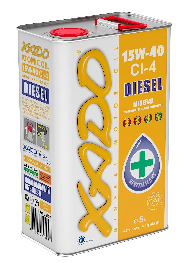 Моторное масло Xado Atomic Oil Diesel CI-4 15W-40, 5л